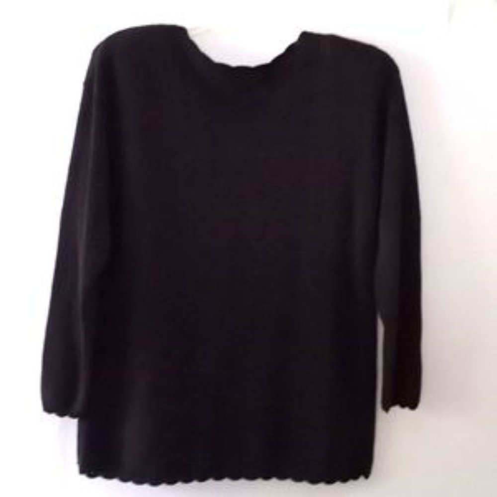 Vintage Laura Tyler Women's Faux Pearl Sweater - Size (M) - Black - Picture 2 of 7